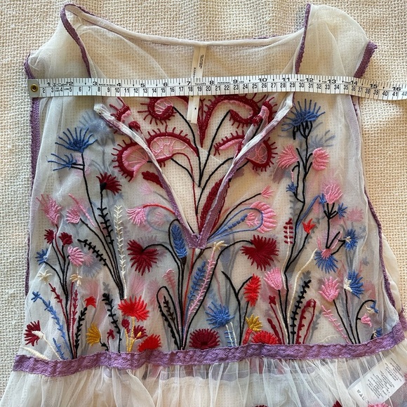 Anthropologie Sheer Embroidered Floral Sleeveless Top - Picture 9 of 11